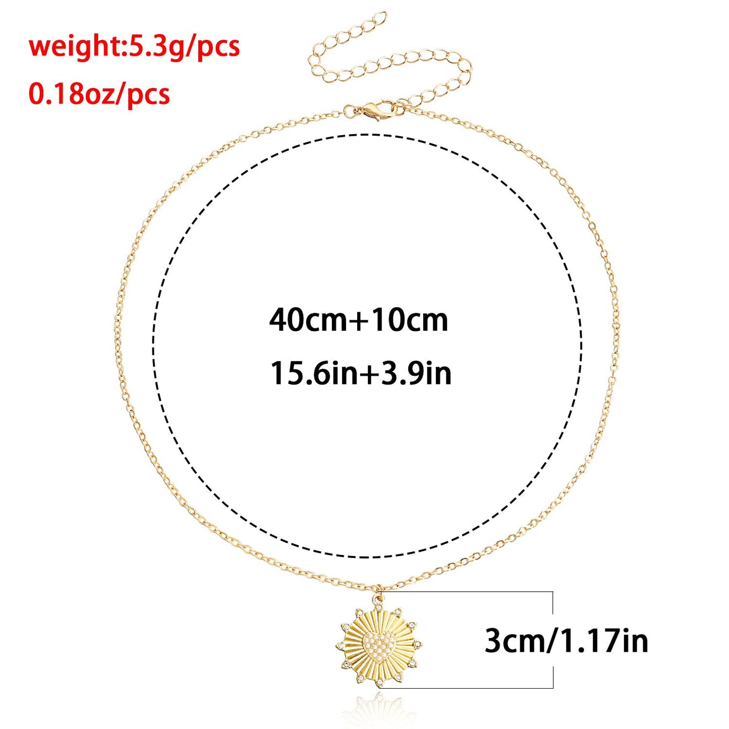 Explosive style retro multi-layer necklace micro-inlaid diamond peach heart necklace hip-hop clavicle chain necklace female