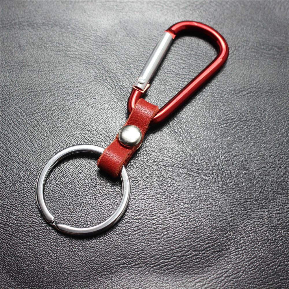 The first layer of cowhide key chain mountaineering bag pendant buckle large aluminum spring hanging buckle outdoor simple and light cup buckle