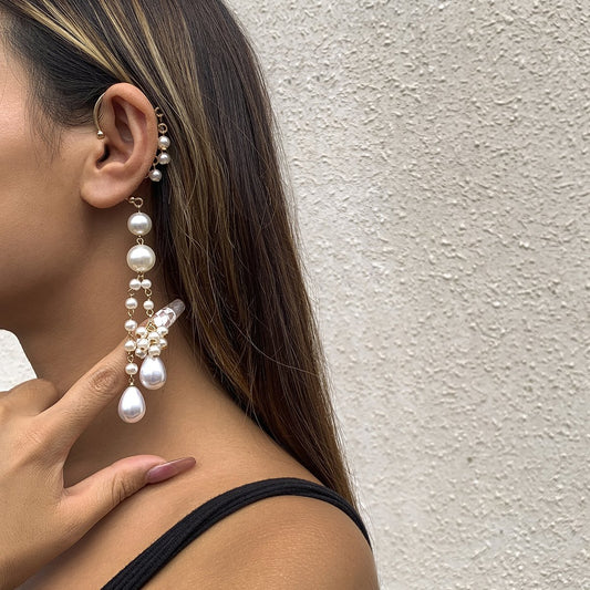 Jewelry Design Pearl Tassel No Pierced Ear Hanging Feminine Indifferent Ear Bone Clip Earrings