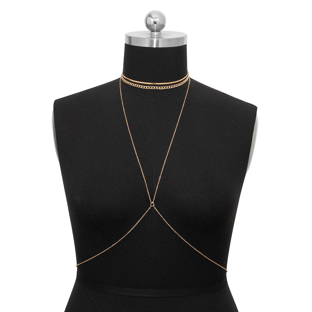 Jewelry Fashion Metal Snake Bone Chain Necklace Set Sexy Personality Geometric Bikini Chest Chain