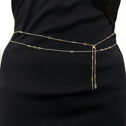 Fashion Sexy Tassel Thin Chain Waist Chain Women Simple Crystal Waist Chain Summer Sexy Body Chain Babes Accessories