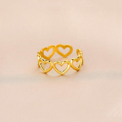 ins stainless steel hollow love design open ring fresh sweet simple fashion ladies ring