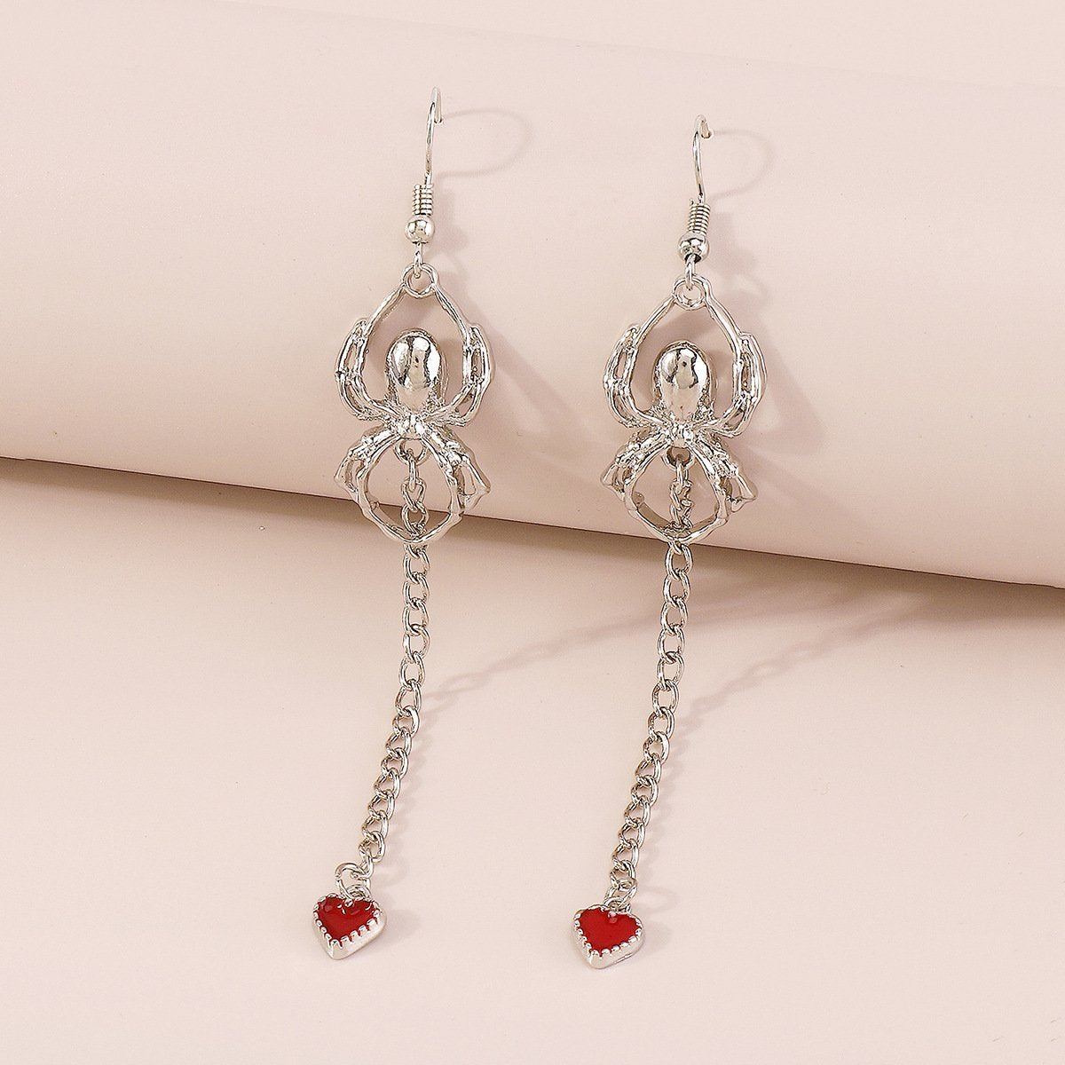 E175 Jewelry Halloween Geometric Spider Earrings Love Personality Fun Long Earrings Women