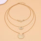 Exclusively For Fashionable Layered Necklace Bohemian Carved Half Circle Heartbeat Necklace