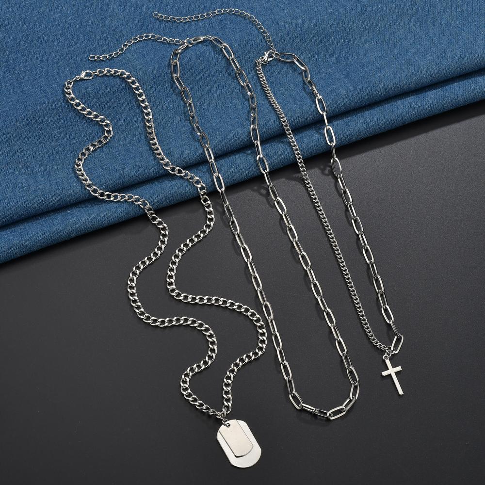 Personality Necklace Female Street Hip Hop Disc Student Multi-layer Simple Sweater Chain Internet Celebrity Cool Pendant Trend