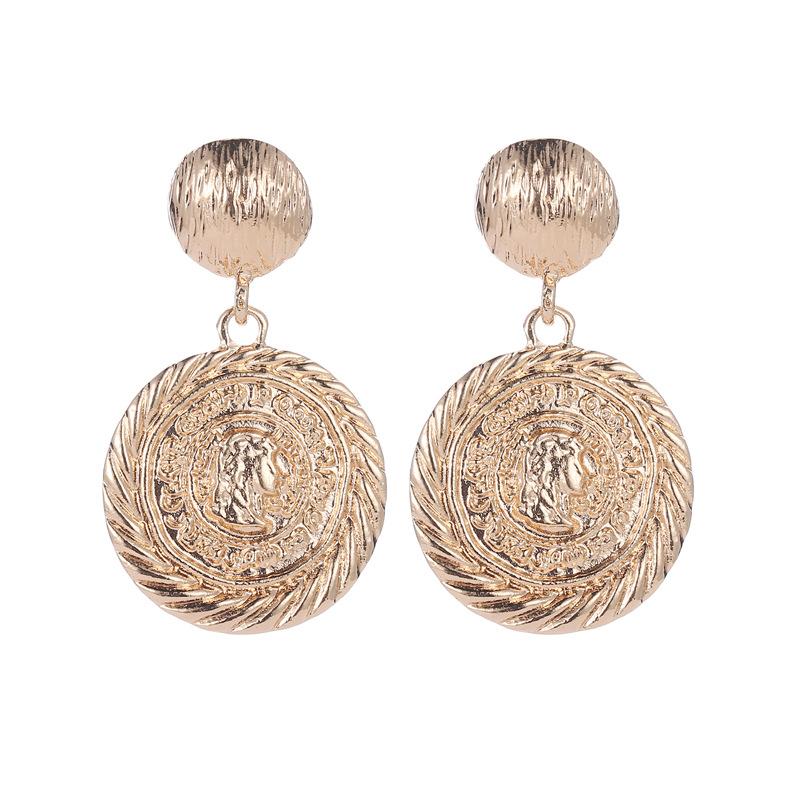 Ethnic Retro Coin Earrings Exotic Round Metal Figure Stud Earrings Earrings