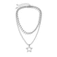 Jewelry Sweet and Cool Metal Bead Mix and Match Necklace Punk Star Hollow Pendant Double Necklace Female
