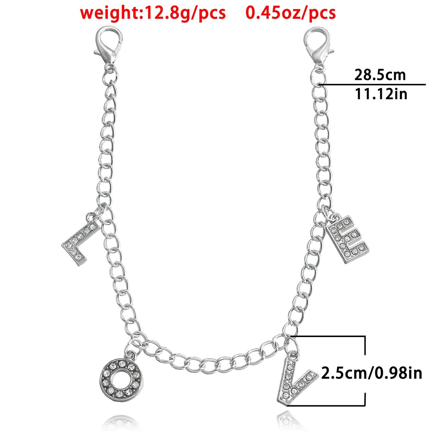 Jewelry Fashion Diamond LOVE Letter Metal Shoe Chain Accessories Female Anklet Girl High Sense