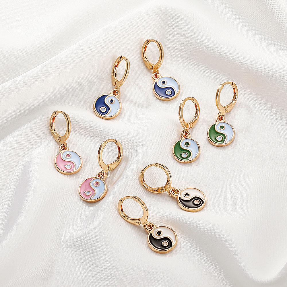 Gossip earrings ins same style metal yin and yang Tai Chi earrings round earrings earrings