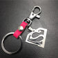 Game surrounding superman Superman logo double-layer stainless steel pendant leather keychain