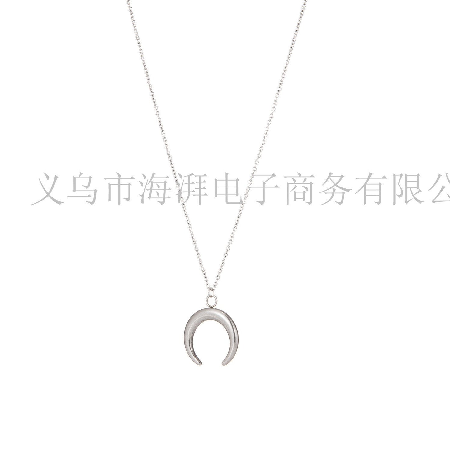 Necklace Simple Horn Titanium Steel Pendant Stainless Steel Polished Crescent Jewelry Necklace