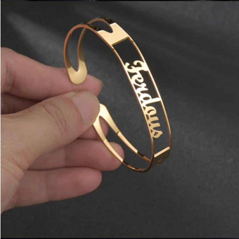 Personalized Name Bracelet Alphabet DIY Handmade Bracelet Stainless Steel Furnace Vacuum Plating Open Bracelet