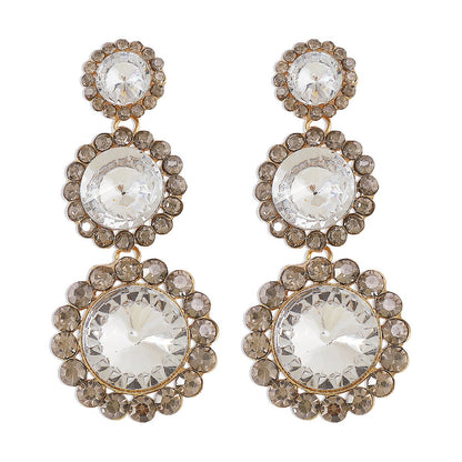 E1856 Light luxury long rhinestone earrings ZA palace French personality retro dinner earrings for women