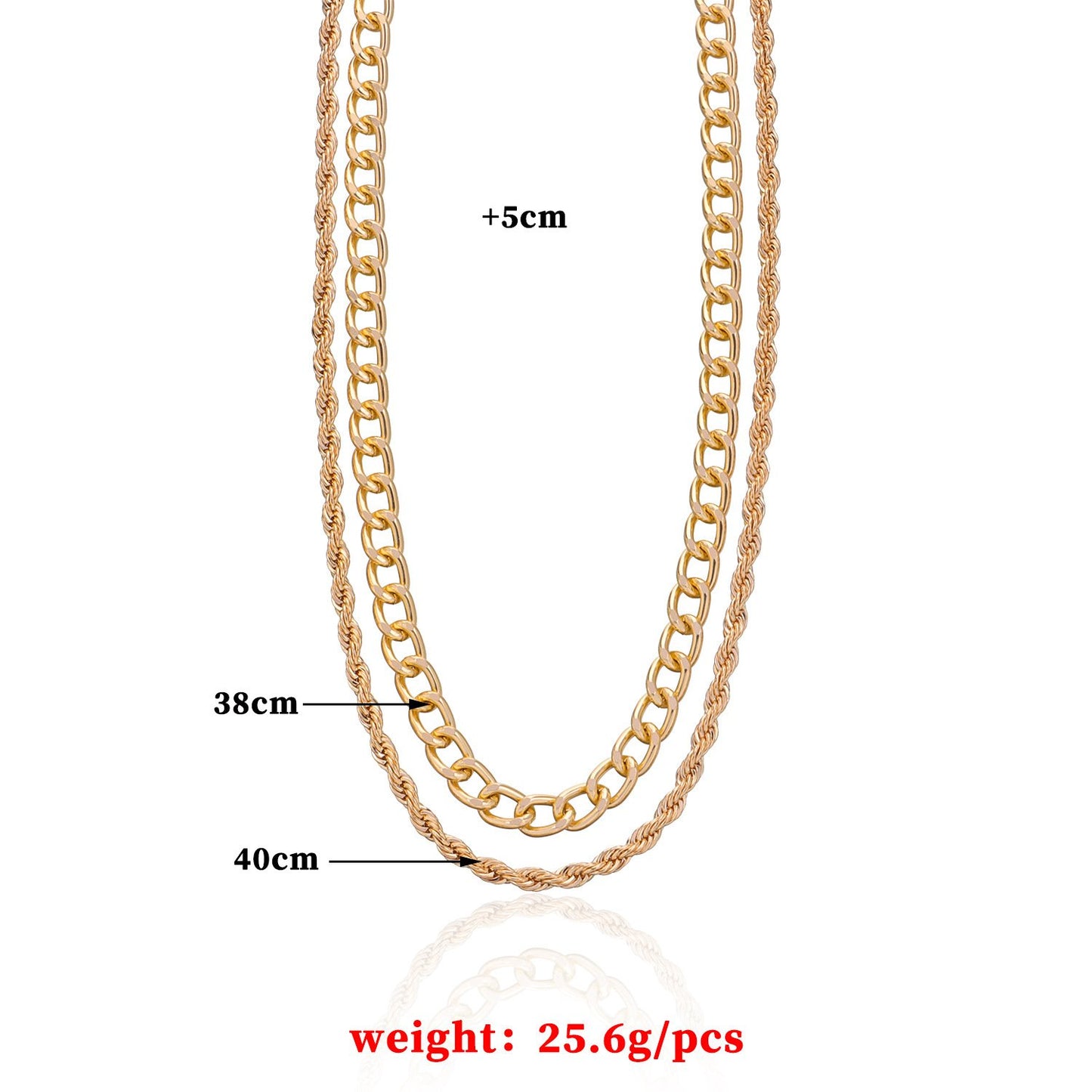 Jewelry popular hemp rope AB style double layer necklace female personality fashion punk casual necklace