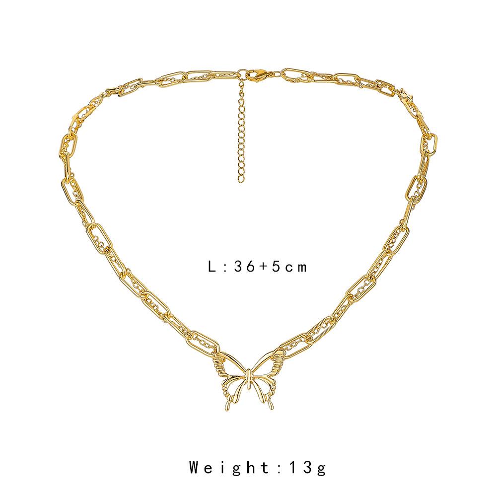 Fashion clavicle gold chain ins cold temperament hollow butterfly all-match short necklace female