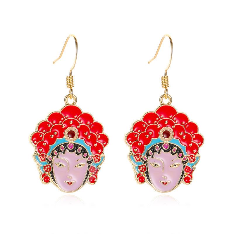 Chinese Retro Jewelry Creative Peking Opera Face Makeup Earrings Knife Ma Dan Ring Necklace Female Net Red Opera Jewelry