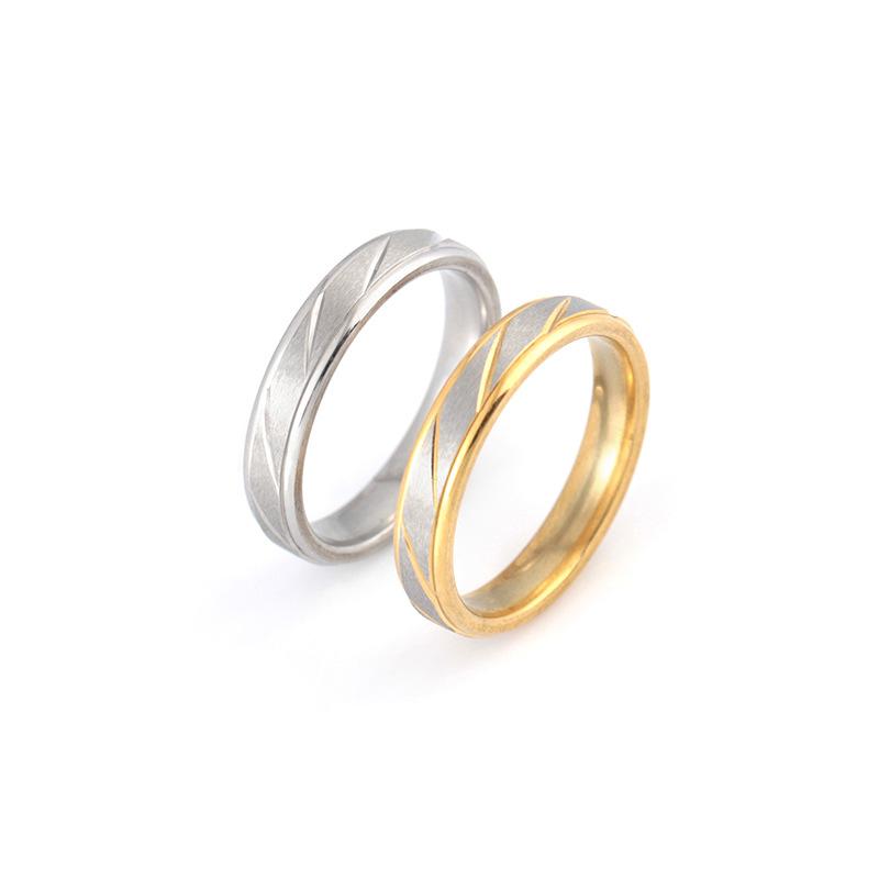 Jewelry stainless steel ring fashion simple couple striped titanium steel ring