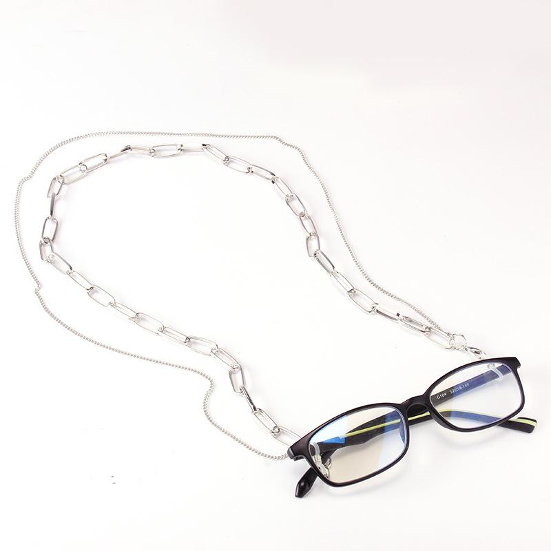 Hip-hop trend long hanging neck double-layer chain temperament street shooting glasses chain simple metal accessories