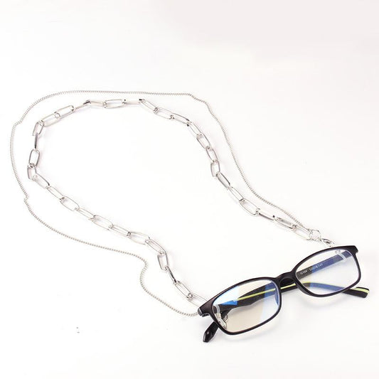 Hip-hop trend long hanging neck double-layer chain temperament street shooting glasses chain simple metal accessories