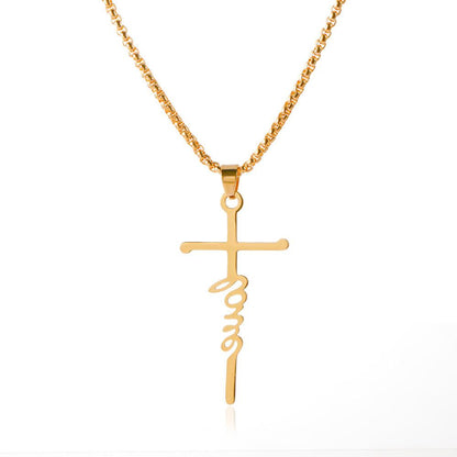 English letter pendant necklace stainless steel cross clavicle chain punk hip hop jumping disco necklace female