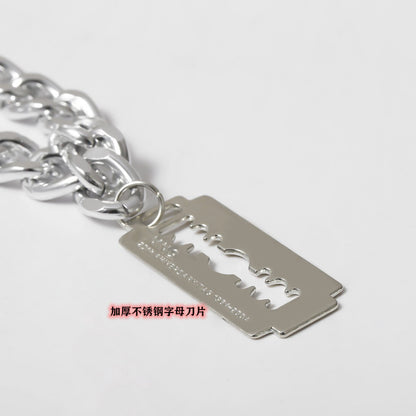 Necklace Jewelry Punk Retro Titanium Steel Blade Thick Chain Necklace Men and Women Simple Single Layer Matching Decoration
