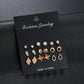 Earrings Popular Rhinestone Pearl Geometric Style 9 Pairs Stud Earring Set Combination