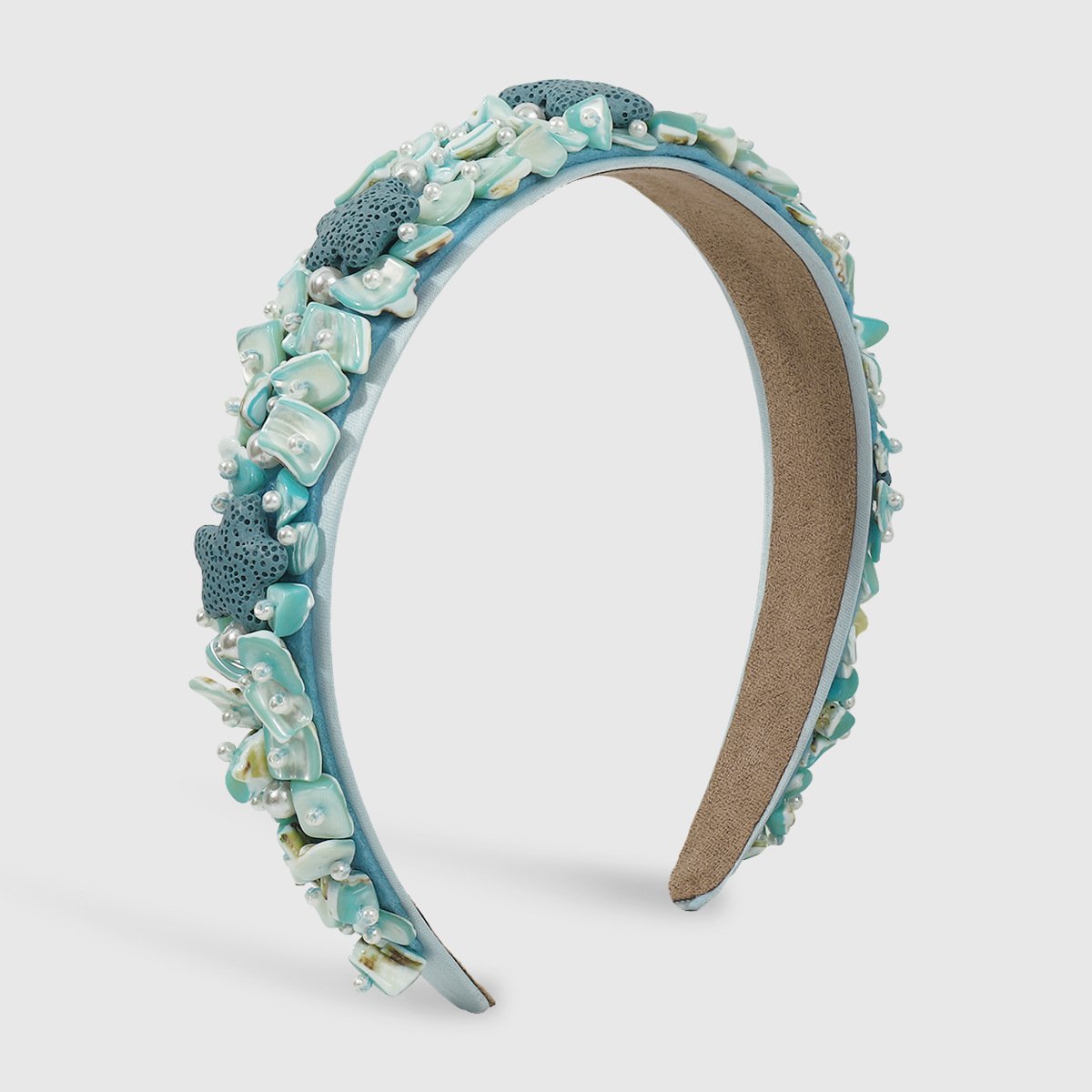 F465 Baroque heavy industry candy-colored headband imitation pearl stone girl heart wide-brimmed retro headband female