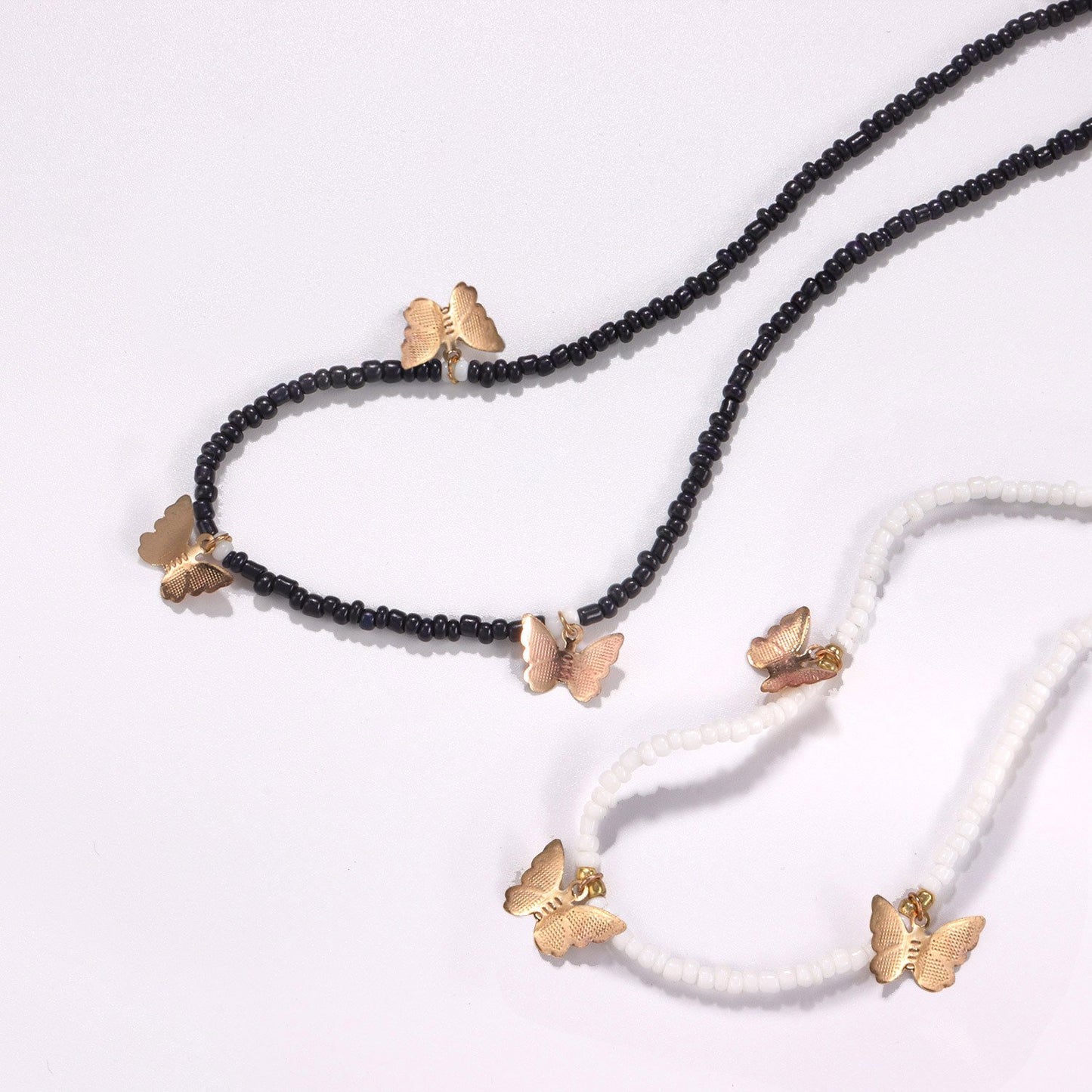 Jewelry Fashion Geometric Alloy Butterfly Choker Necklace Ladies Solid Color Rice Beads Customizable Necklace
