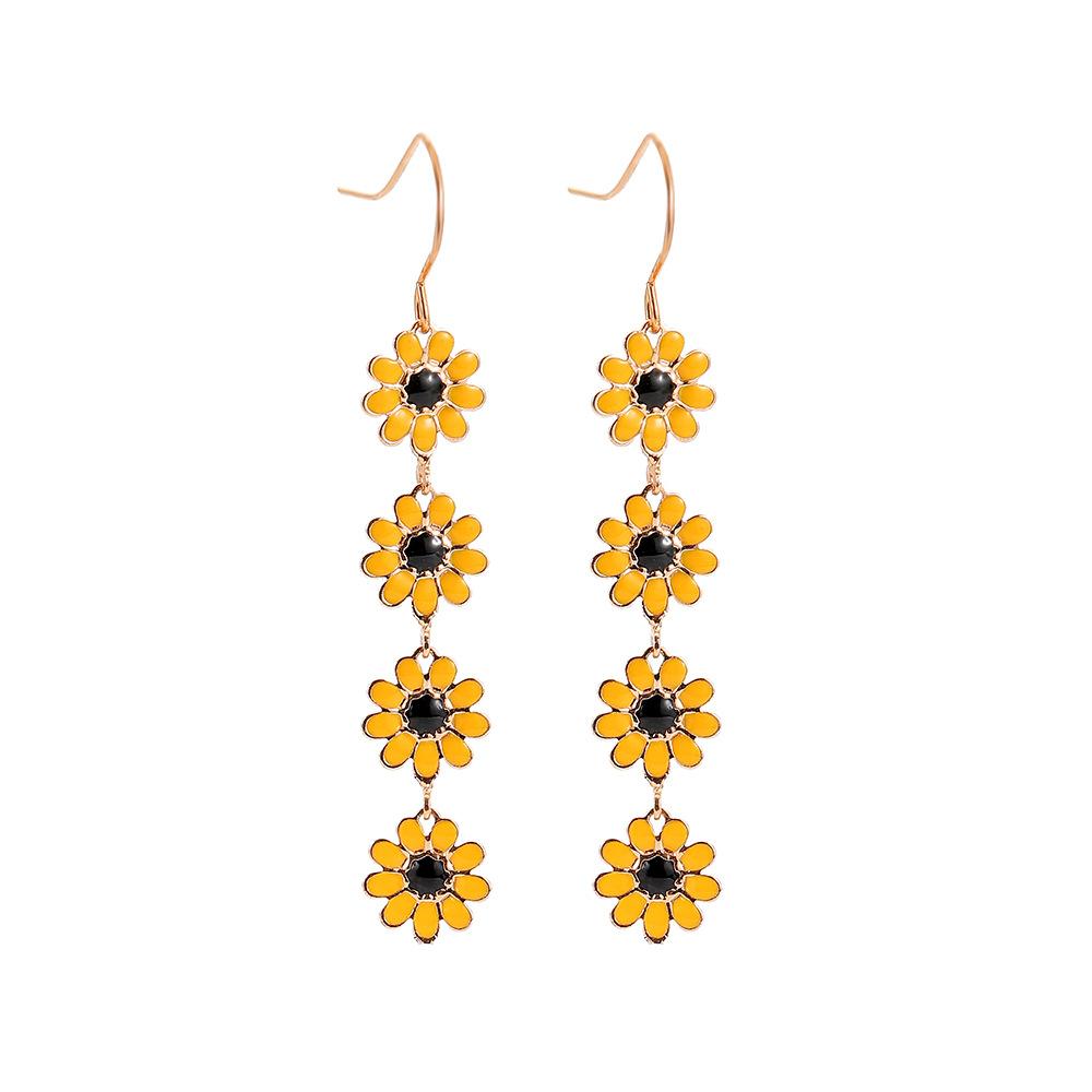 Niche small fresh personality literary retro all-match fashion ladies small daisy flower color earrings earrings