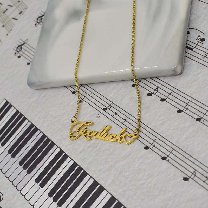 GoodLuck Necklace Vintage Alphabet Lucky Heart Clavicle Chain