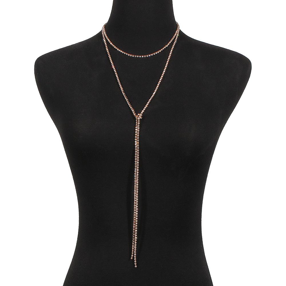 N868 Street Shot Fashion Necklace Tassel Full Diamond Long Money Decoration Personalized Claw Chain Simple Geometric Necklace Female
