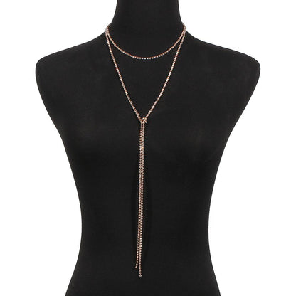 N868 Street Shot Fashion Necklace Tassel Full Diamond Long Money Decoration Personalized Claw Chain Simple Geometric Necklace Female