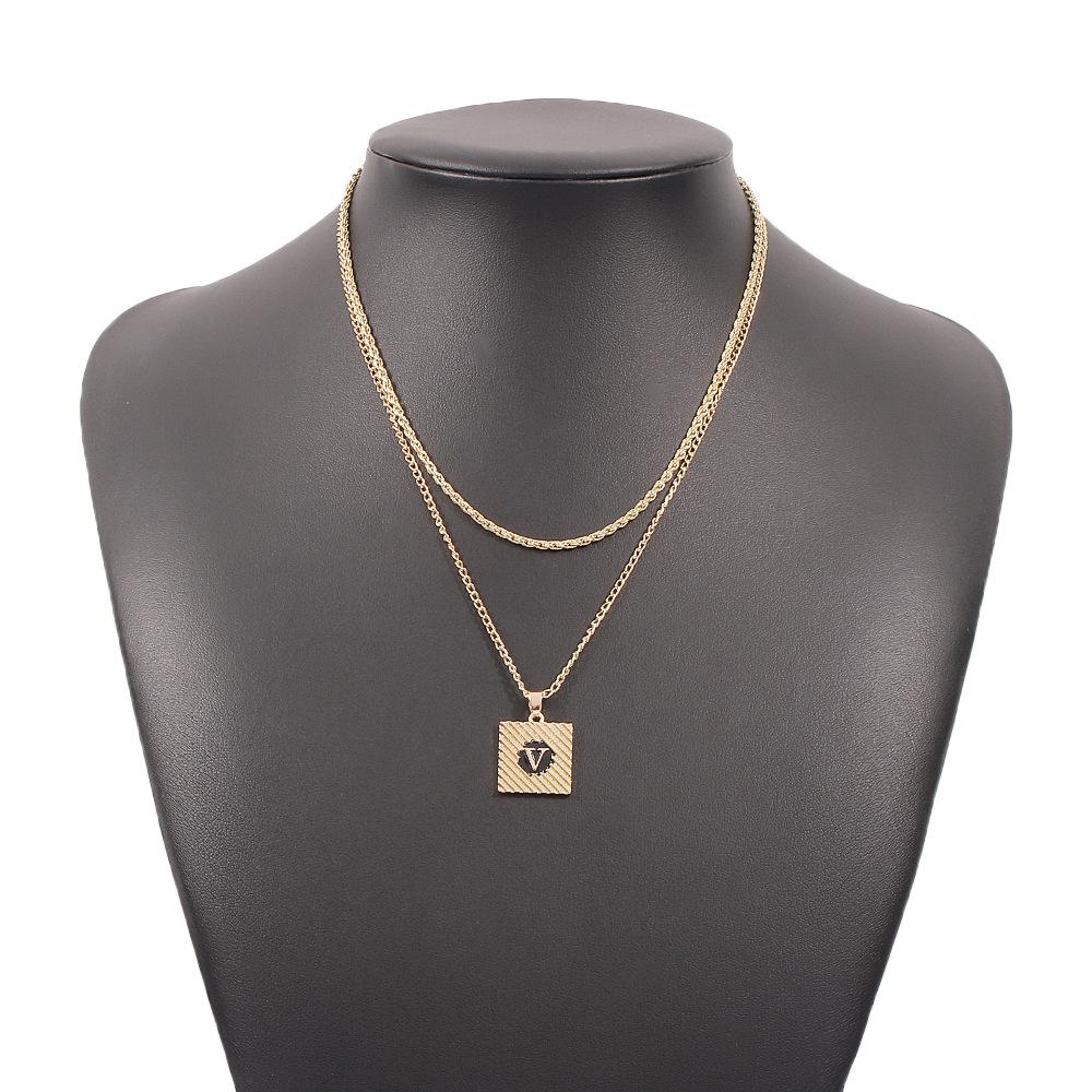N838 fashion cold texture alloy necklace female simple trend hair geometric letter collarbone chain