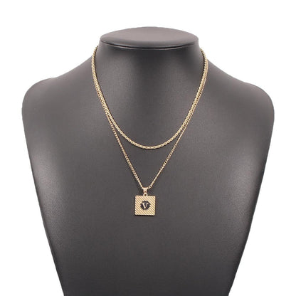 N838 fashion cold texture alloy necklace female simple trend hair geometric letter collarbone chain