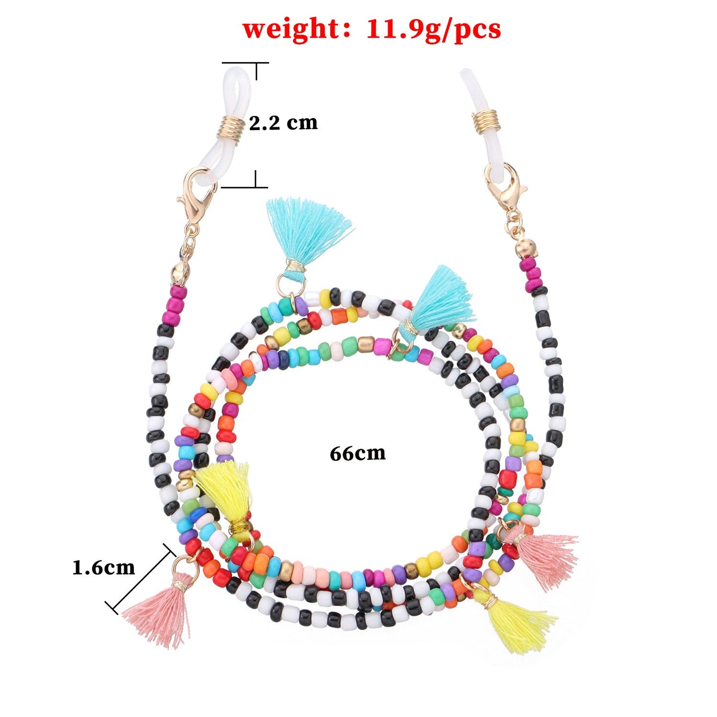 Jewelry Charm Colored Tassel Beads Beaded Glasses Chain Ladies Popular Temperament Frame Accessories