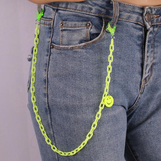 Simple pants chain resin color waist chain punk hip-hop rock all-match smiley face pants chain