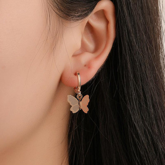 Fashion Earrings Sweet Frosted Butterfly Earrings Earrings Women's Sweet Versatile Simple Earrings