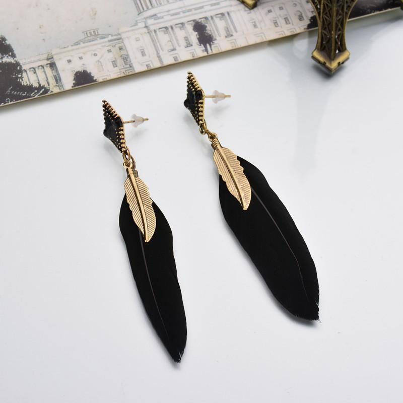 Bohemian Ethnic Jewelry Alloy Leaf Feather Earrings Earrings