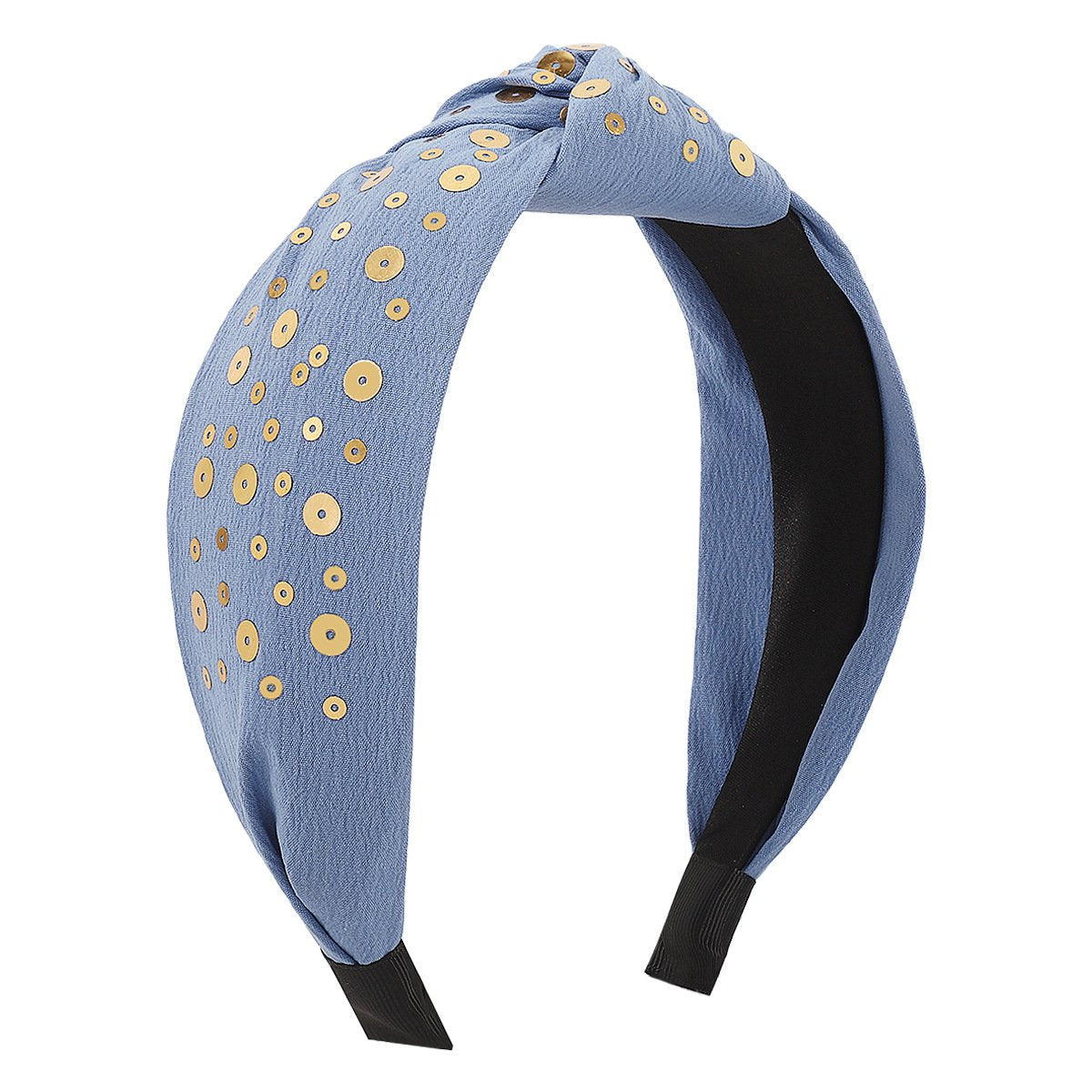 F5175 retro solid color knotted geometric headband round sequins personality simple and elegant pressure hair headband