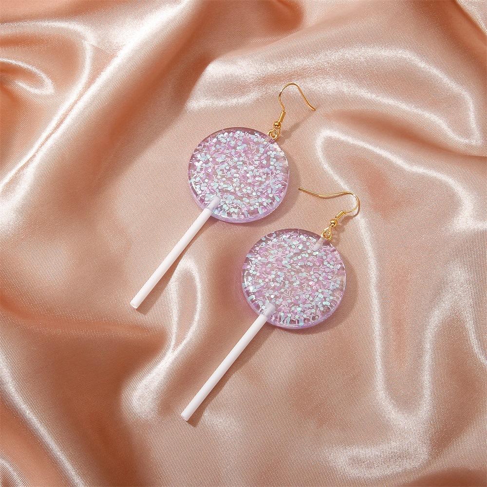 Transparent Love Lollipop Earrings Personality Creative Exaggerated Peach Heart Star Earrings Jewelry Female