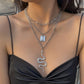 N9963 Exaggerated Long Necklace Drip Oil Heart Butterfly Snake Element Necklace Punk Hip Hop Stacked Necklace