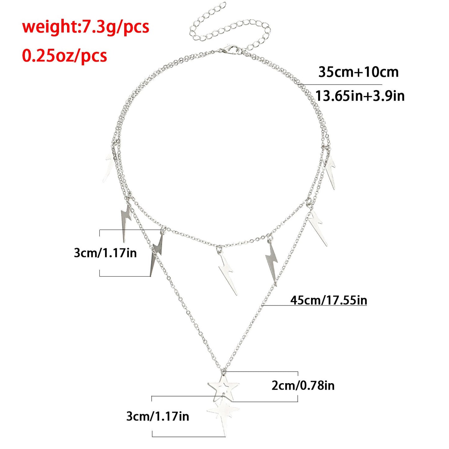 Lightning star stacked multi-layered necklace simple tassel trend clavicle chain set neck chain women's accessories