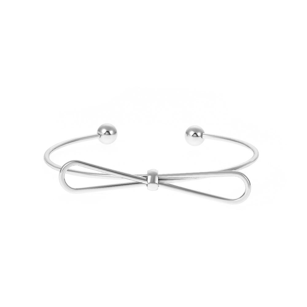 ins simple hollow bow bracelet female fashion temperament niche design metal geometric opening bracelet