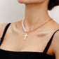 Jewelry simple stitching chain imitation mother-of-pearl cross pendant necklace female cold necklace