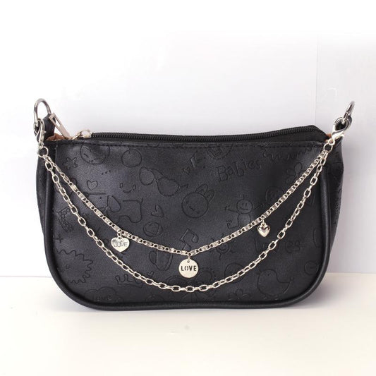 Accessories electroplated metal peach heart ladies bag pendant double chain letter pendant bag chain