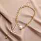 Sweet and cool stainless steel necklace ins cold personality decoration niche design sense short pearl collarbone chain accessories