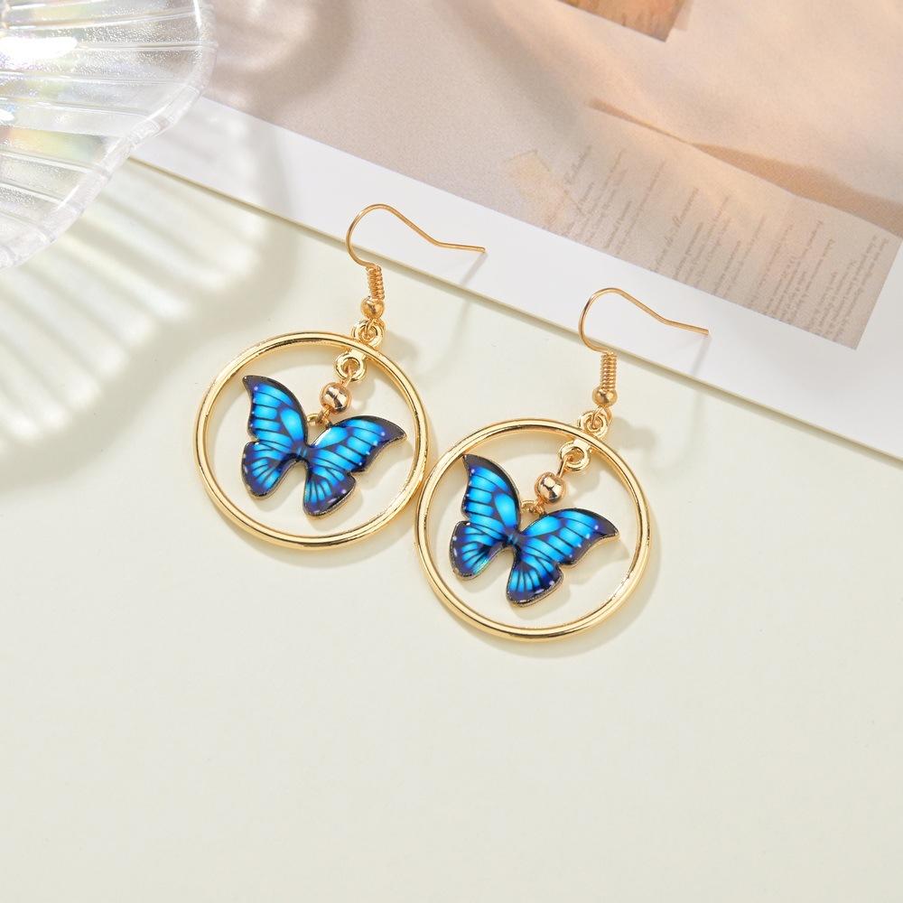 Personality Cute Gradient Painted Butterfly Earrings Fashion Ring Earrings Accessories