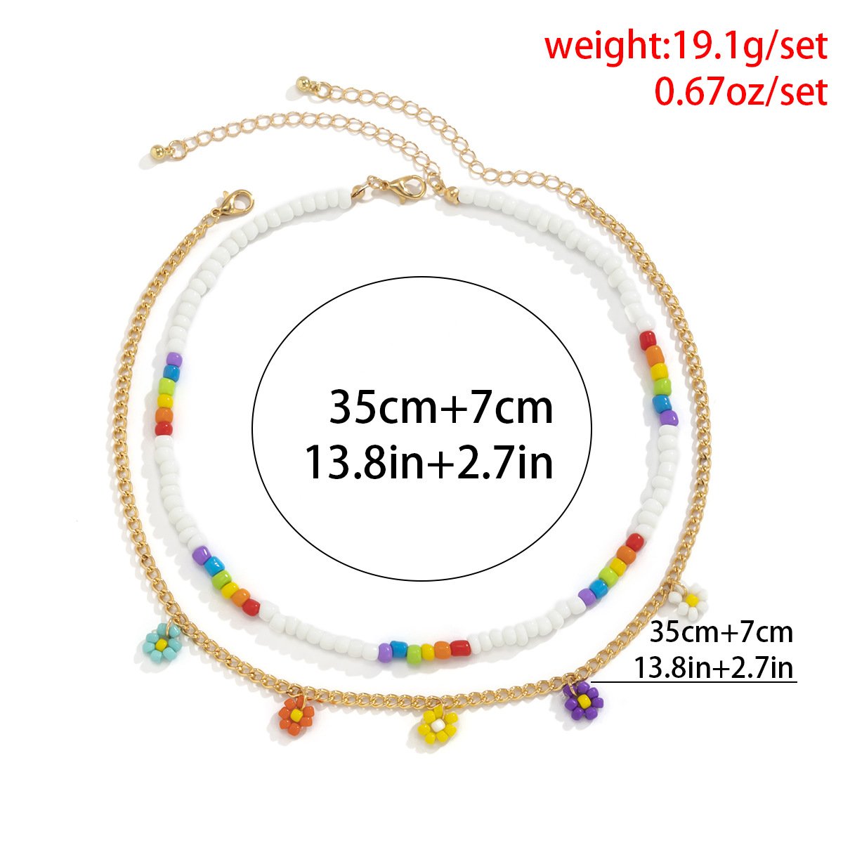 Jewelry sweet cool small daisy flower pendant simple color rice beads beaded necklace female