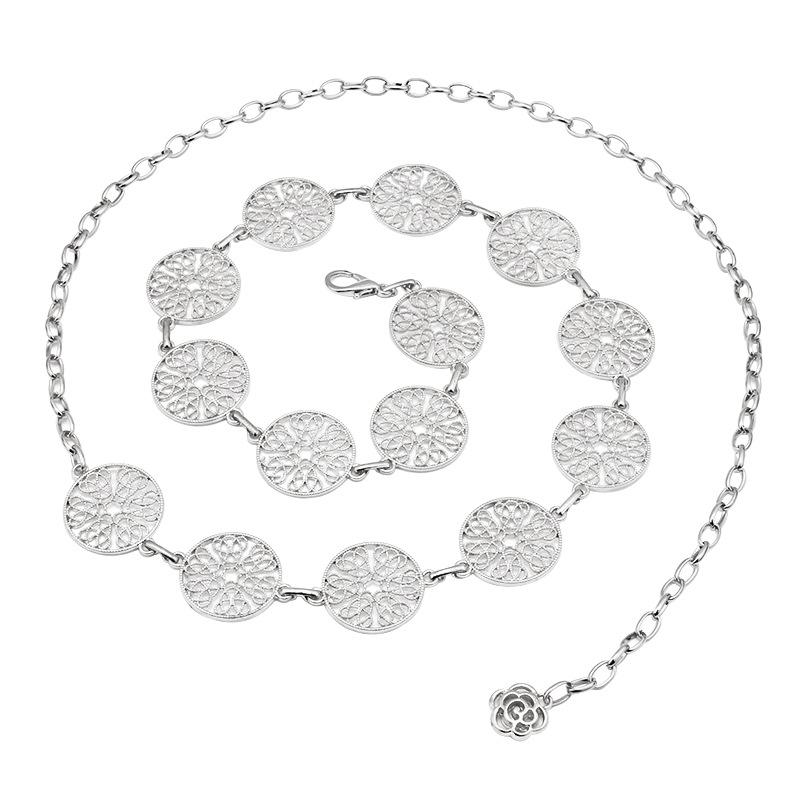 Ethnic retro ring hollow pattern waist chain ladies decorative belly dance metal waist chain