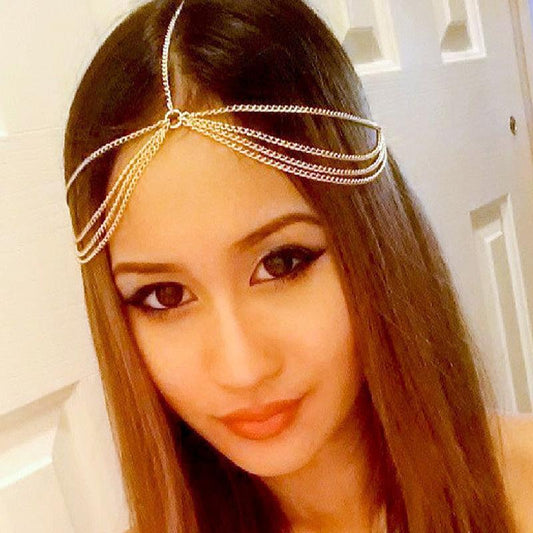 Ladies Hair Chain Headband Multi Layered Tassel Hair Accessories Head Chain